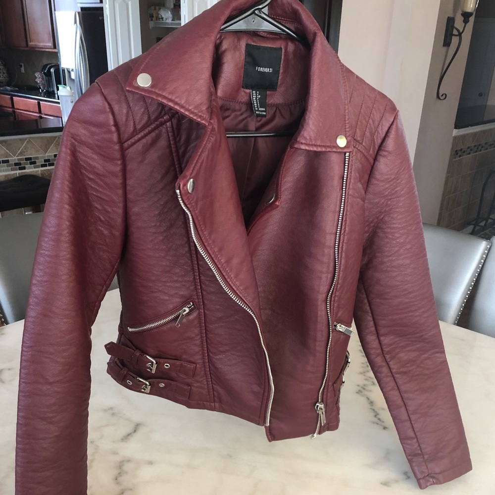 Maroon Leather Jacket
